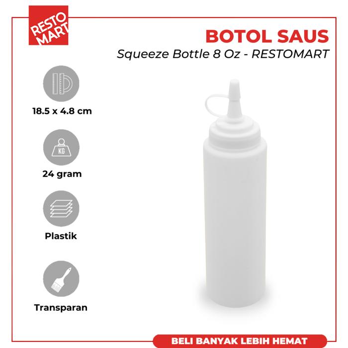 Gambar Botol Saus Saos Mayonnaise Kecap / Tempat Saus Putih 236 ml / Squeeze Bottle 8 Oz RESTOMART Plastik ABS - CLEAR dari Restomart Kitchen Solution undefined Tokopedia
