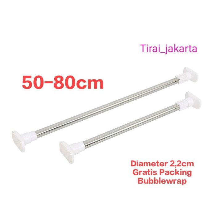 Gambar tiang gantungan flexible tanpa paku/ STAINLES P 50-80CM / tiang horden / tiang jemuran /tiang serbaguna kamar mandi toilet dapur jendela gordeng/ tongkat fleksibel/ pipa tiang gorden/ tiang fleksibel stainles/ tongkat fleksibel stainles Shower - stainless P 50-80CM dari tirai jakarta undefined Tokopedia