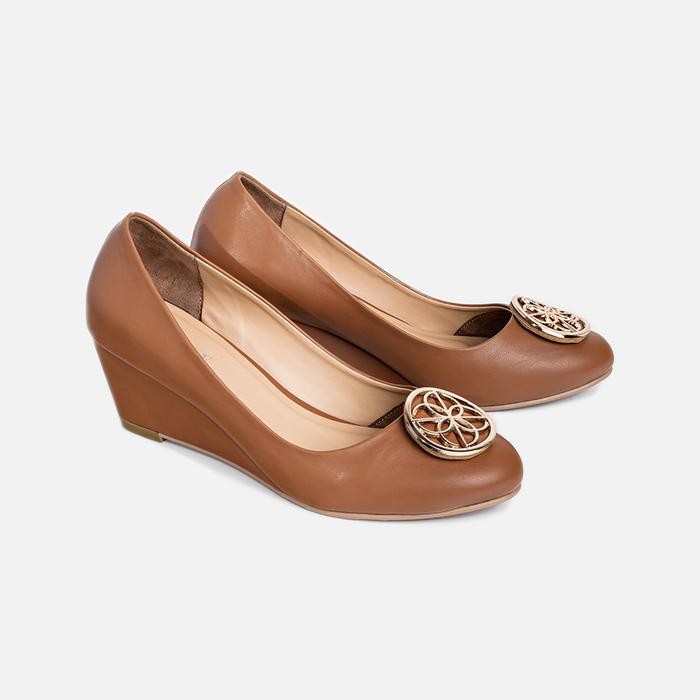 Gambar Eliev Norine Wedges 5cm - Sepatu Wanita - Tan/Gold, 38 dari Eliev undefined Tokopedia