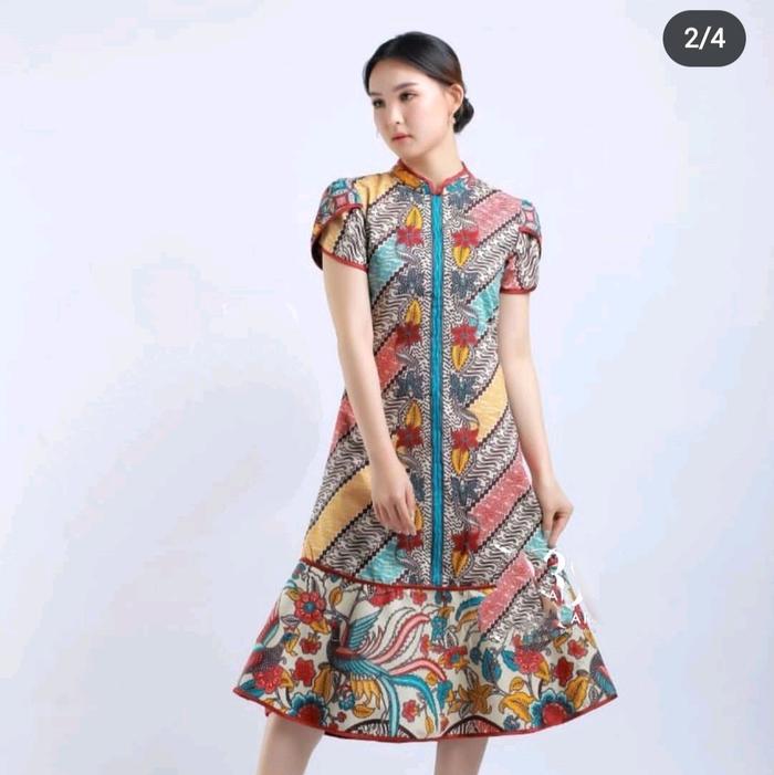 Gambar DRES BATIK PREMIUM MOTIF TIGANEGRI Dress Wanita Casual - Putih - Cream, S dari Batik nickjaya undefined Tokopedia