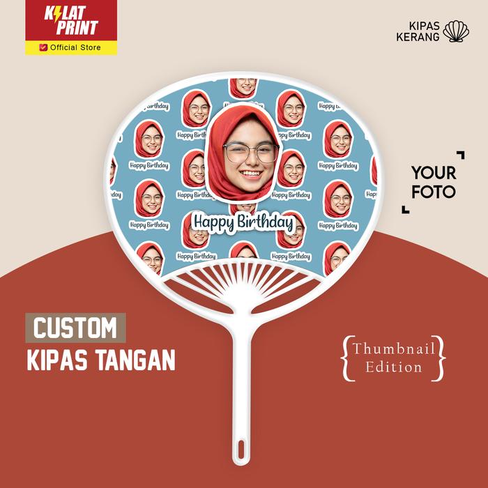 Gambar Custom Kipas Tangan Kerang Hand Fan Foto Muka Thumbnail Edition dari Kilat Print ID undefined Tokopedia