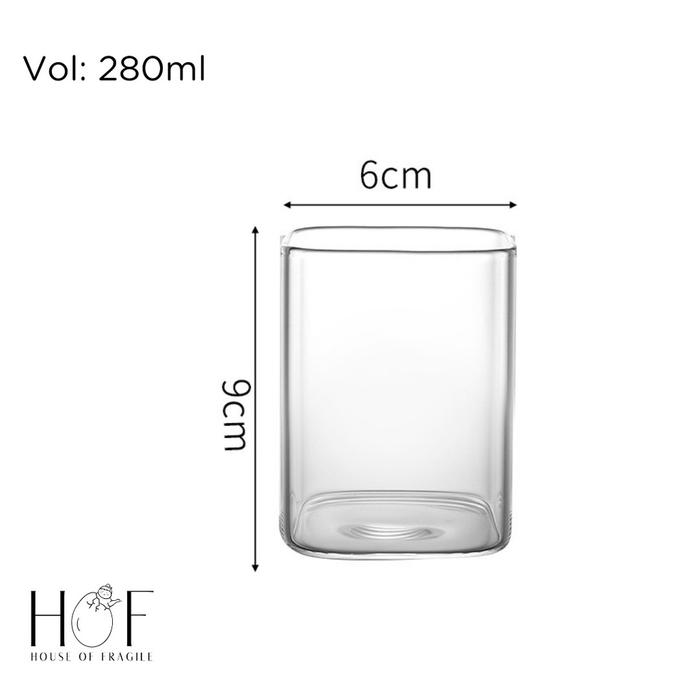 Gambar [HOF] HAKO Gelas Kopi Kaca Persegi Panjang - Aesthetic Cafe Mocktail Glass Estetik Import Premium - 280ml, Tanpa Asuransi dari House of Fragile undefined Tokopedia