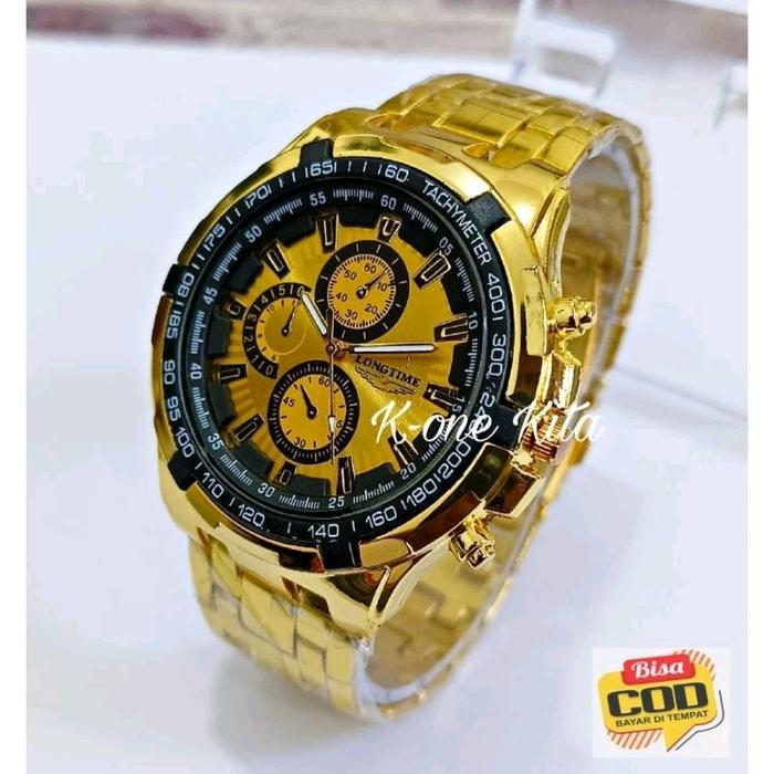 Gambar LONGTIME 882 JAM TANGAN PRIA CRONO3  JAM TANGAN ANALOG RANTAI STAINLESS STEEL - GOLD dari Arrungi undefined 5 Tokopedia