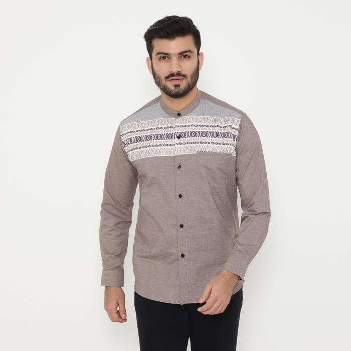 Gambar Dancus Baju Muslim Pria Baju Koko Motif Bordir Lengan Panjang Warna Coklat OLRM325 - L dari Dancus Kota Administrasi Jakarta Barat Tokopedia