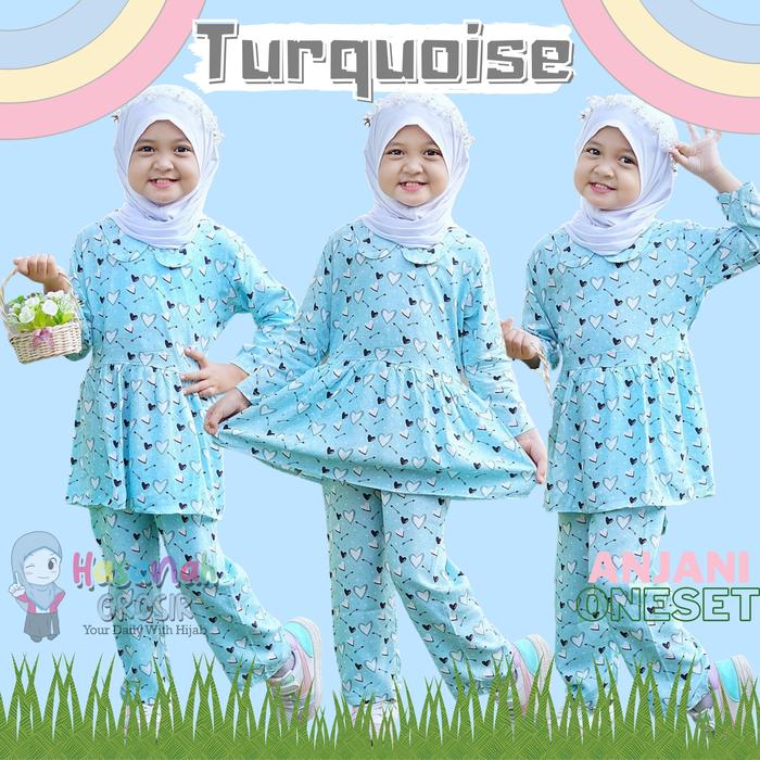 Gambar setelan oneset anak katun rayon premium 1-7 tahun Anjani oneset bisa pilih motif Muslim Baju - Turquoise, M dari Annaila.hijab undefined Tokopedia