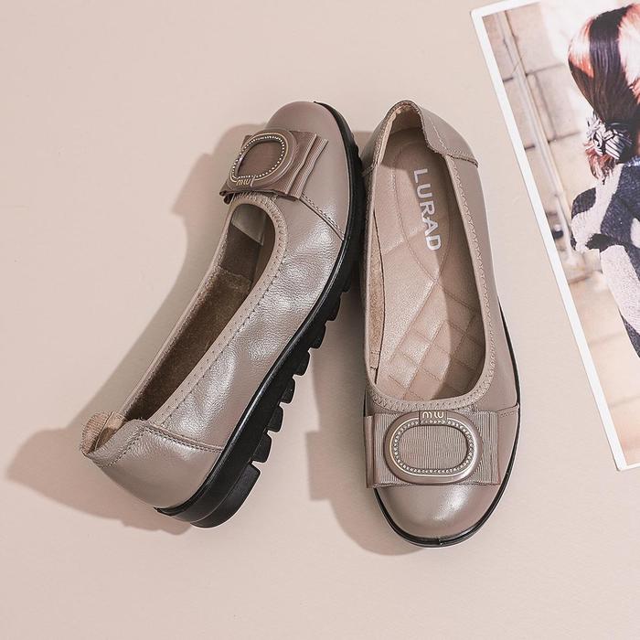 Gambar LURAD Sepatu Wanita pantofel Slip On Sepatu Flat Tanpa Hak Sepatu Cantik Stylist Sepatu Slide Cewek YJ1801 - Beige, 36 dari LURAD.ID undefined Tokopedia