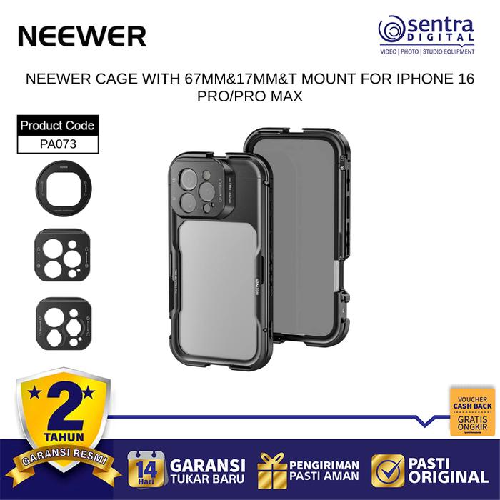 Gambar NEEWER Phone Cage iPhone 16 Pro/Pro Max PA073/PA074 Handheld Rig with Tripod Mount Vlog & Live Streaming X01 - iPhone 16 Pro dari Sentra Digital undefined Tokopedia
