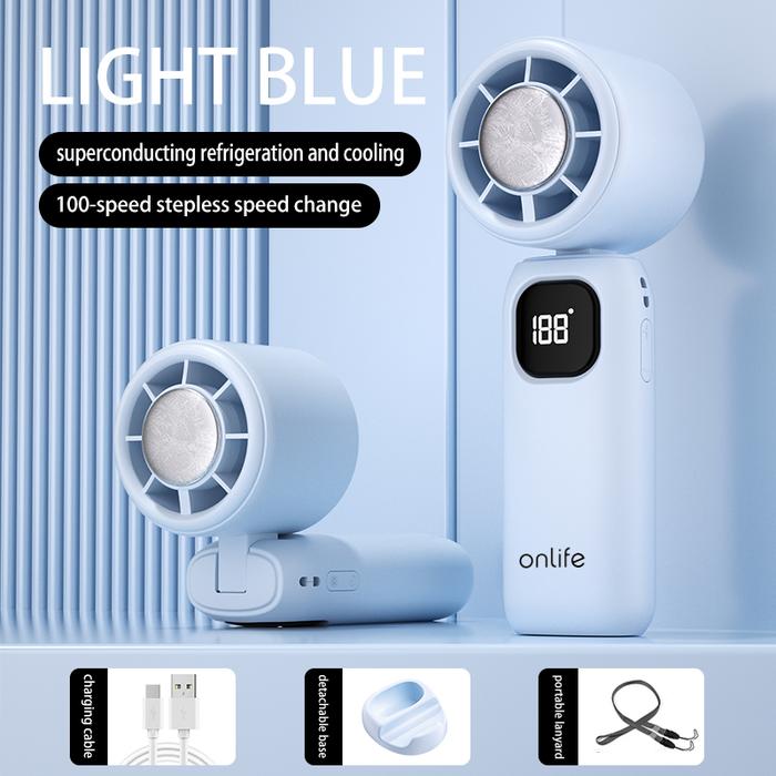 Gambar Onlife High-Speed Kipas 100 Gear Kompres es Untuk Mendinginkan Wind Kipas Angin Digital Display Adjustable Turbo Kipas Tangan HF06 - Biru dari Onlife indonesia undefined Tokopedia