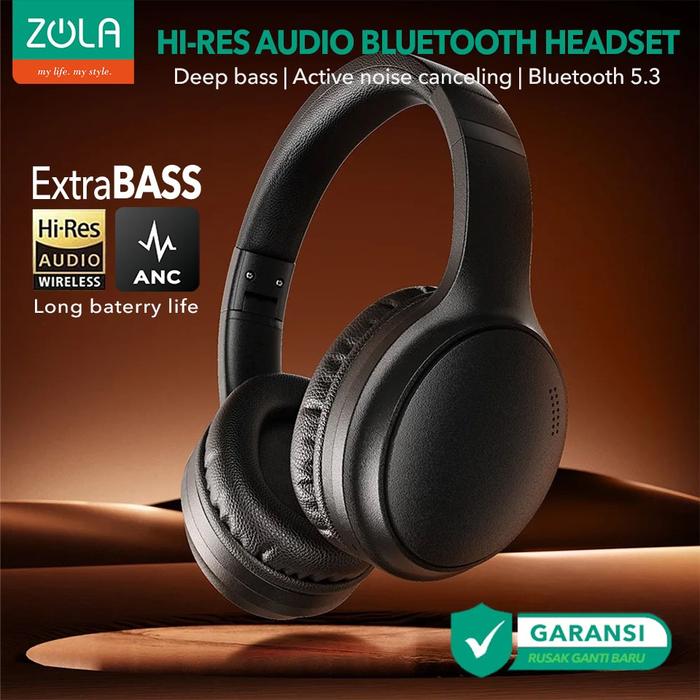 Gambar Zola Headphone ANC Headset Wireless Bluetooth Earphone DEEP BASS SOUND - Hitam dari Besttech Solution undefined Tokopedia