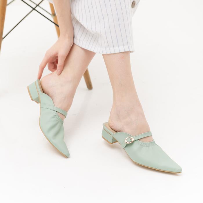 Lean Heels Wanita 3cm Mint Black, 36 insole 21cm