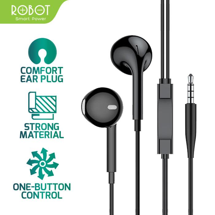 Gambar ROBOT RE10 Semi In-Ear Clear dan Comfortable Wired Headset-Garansi 1Th - Hitam dari CLASS PREMIUM ID undefined Tokopedia