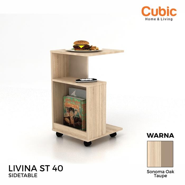 Gambar Cubic Meja Samping   Sofa   Minimalis / Sidetable / Meja Serbaguna / LIVINA ST 40 - Sonoma Oak-Taupe dari Cubic Home & Living Kab. Gresik Tokopedia
