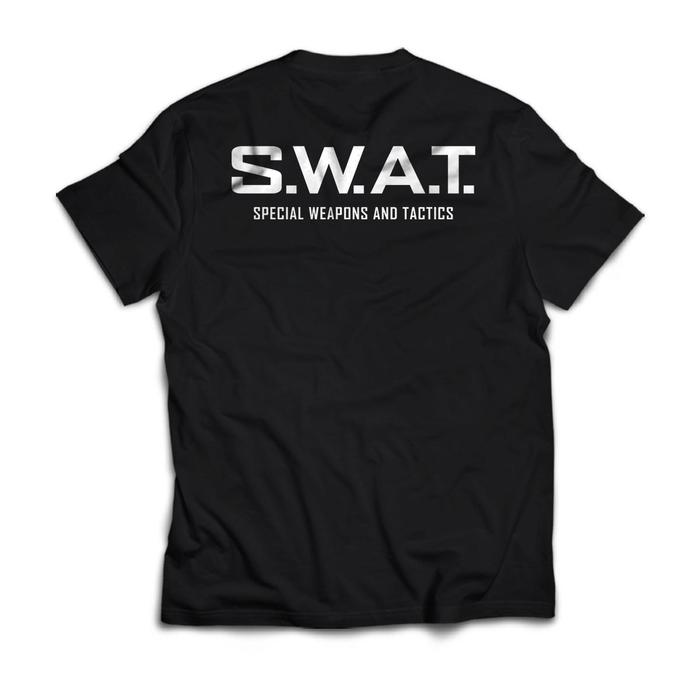 Gambar Kaos Cowok Distro Tim Pasukan Khusus SWAT Baju Pria Sablon Polos Katun Combed - Hitam, S dari PakeKaos undefined Tokopedia
