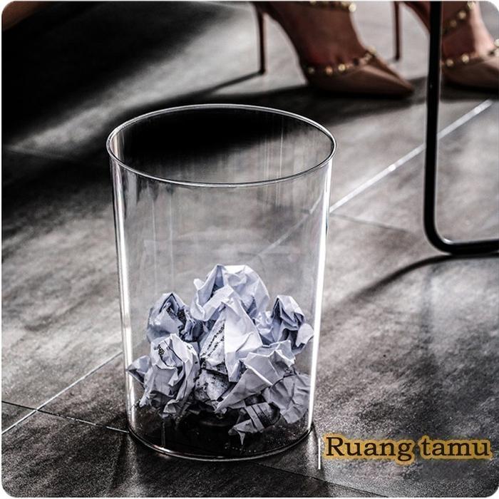 Gambar Tempat Sampah Aestethic  Kamar Transparan BESAR 12L Estetik Tong Sampah Dapur Kantor Multifungsi - PUTIH dari Aimilo Semarang undefined Tokopedia