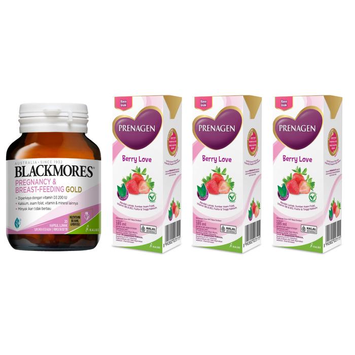 Gambar PAKET BLACKMORES PREGNANCY AND BREASTFEEDING GOLD 20 KAPSUL LUNAK DAN PRENAGEN MOMMY UHT 185 ML 3 PCS - Berry Love dari Health and Wellness ID undefined Tokopedia