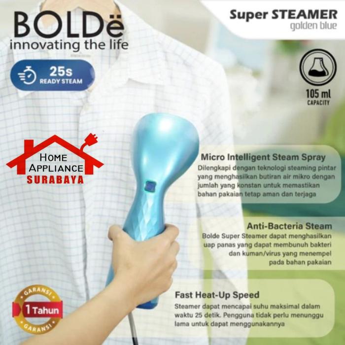 Gambar BOLDe Setrika Uap Listrik Super Steamer Golden Blue - Biru dari Home Appliance Surabaya undefined 5 Tokopedia