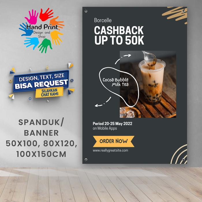 Gambar SPANDUK BANNER Kedai Aneka Minuman Milk Tea 80x120 CM Bisa Request Custom - 50x100CM dari Hand Print undefined Tokopedia