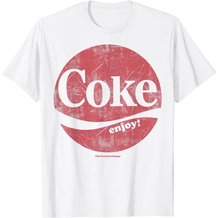 Makeyoushine X Generasi90 Coca-Cola Coke Enjoy Distressed Logo T-Shirt  Baju untuk Pria wanita Unisex Cotton Combed 24s Dewasa Tangan Pendek Kaos 