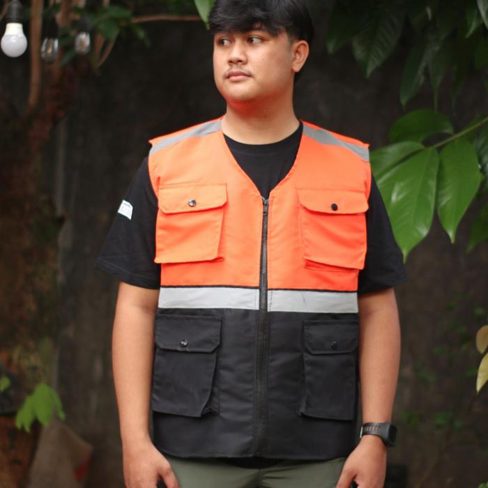 Gambar CREDIFOX Rompi lapangan - rompi outdoor pria - rompi proyek safety - rompi safety first - rompi tambang - vest outdoor - Oranye, XXL dari Credifox 0fficial store Kab. Bogor Tokopedia
