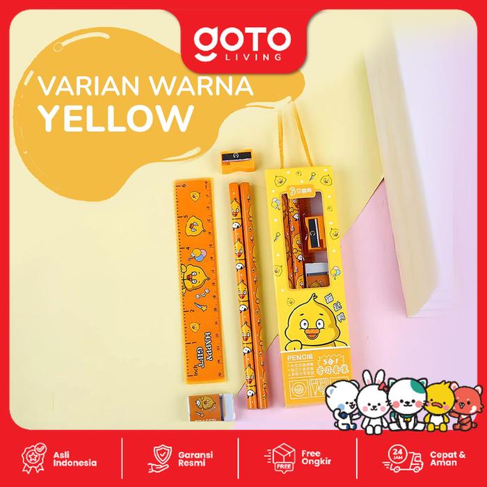 Gambar (Promo Terbatas) Goto [COD] Weisen Set Paket Alat Tulis Penghapus Serutan Pensil Penggaris - YELLOW dari Goto Living Kota Tangerang Tokopedia
