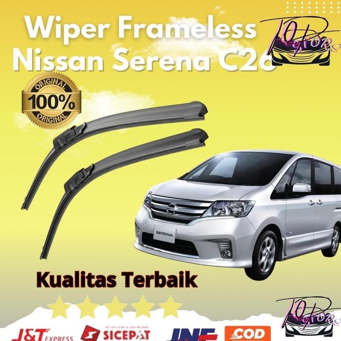 Gambar Wiper Mobil Frameless Nissan Serena C24 / C26 Sepasang 2 PCS Kiri dan Kanan Tanpa Rangka Besi Sapuan Kaca Wiper Mobil Depan Blade Model Banana - C24 dari BRKT GRUP undefined Tokopedia