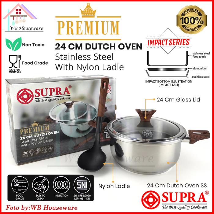 Gambar SUPRA Panci Stainless Steel Sauce Pan 18 Cm impact premium collection  / panci rebus masak mie gagang panjang - dutch oven 24cm dari WB Houseware_NEW undefined Tokopedia