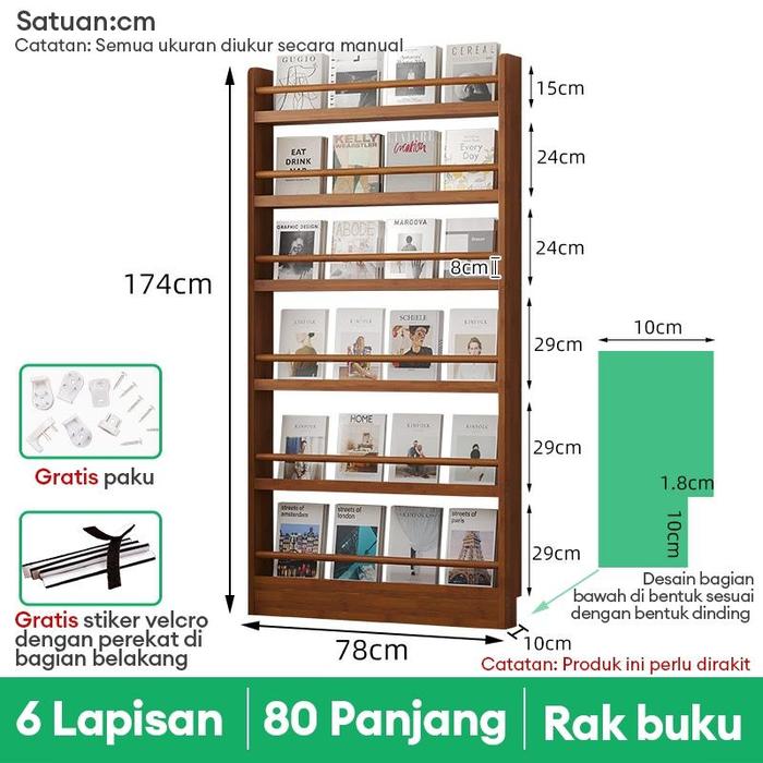 Gambar LOVE Rak Buku 3/4/5/6 Susun Rak Buku Rak Buku Bambu Rak Dinding Rak Buku Minimalis Serbaguna 6 Tingkat - 6L-80*10*174cm dari LEHUAN MALL undefined Tokopedia
