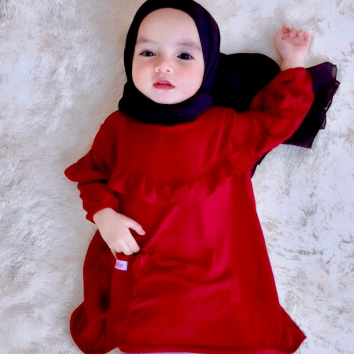Gambar outfit anak tunik anak tiktok baju bayi - Maroon, XS (3bln-1thn) dari Anatha1 undefined Tokopedia