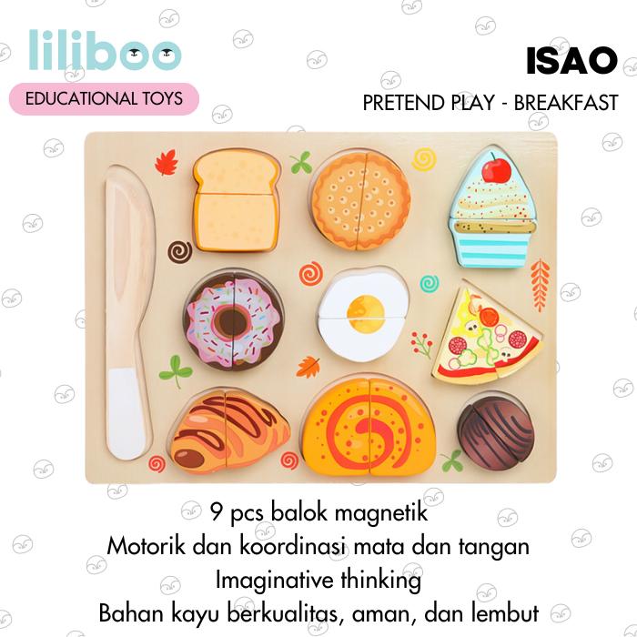 Gambar LILIBOO ISAO Mainan Edukasi Anak Montessori Kayu Kitchen Cutting Board Pretend Play Potong Buah Sayur Seafood - Breakfast dari Liliboo Indonesia undefined Tokopedia