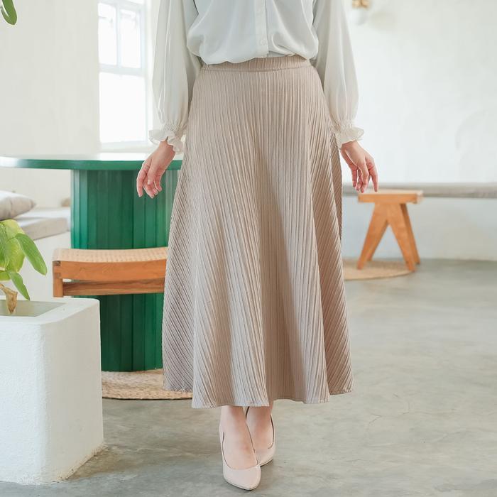 Gambar Eclemix Skirt Ahara | Rok Wanita Crinkle A-Line | Zipper Samping | Bawahan Panjang Casual dari eclemix undefined Tokopedia