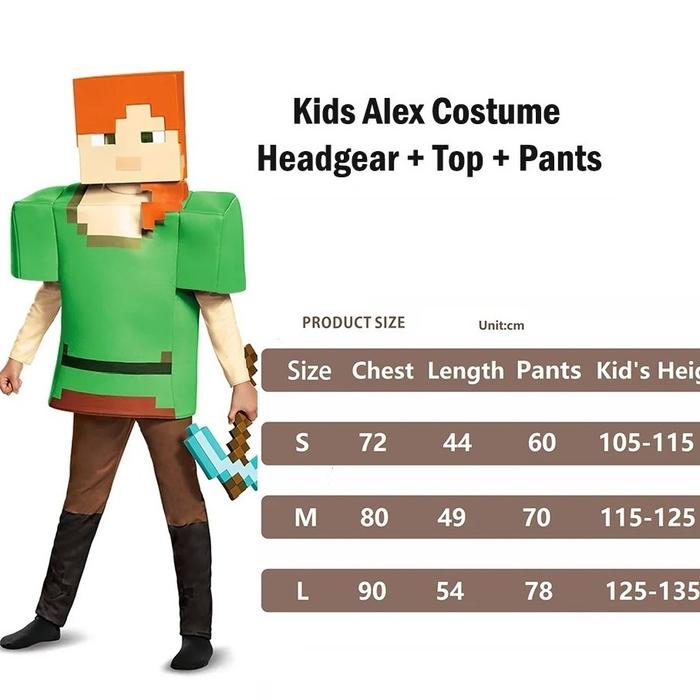 Gambar Baju Kostum Anak Minecraft Laki & Perempuan Halloween Klasik - Alex, S dari Wil Toys undefined Tokopedia
