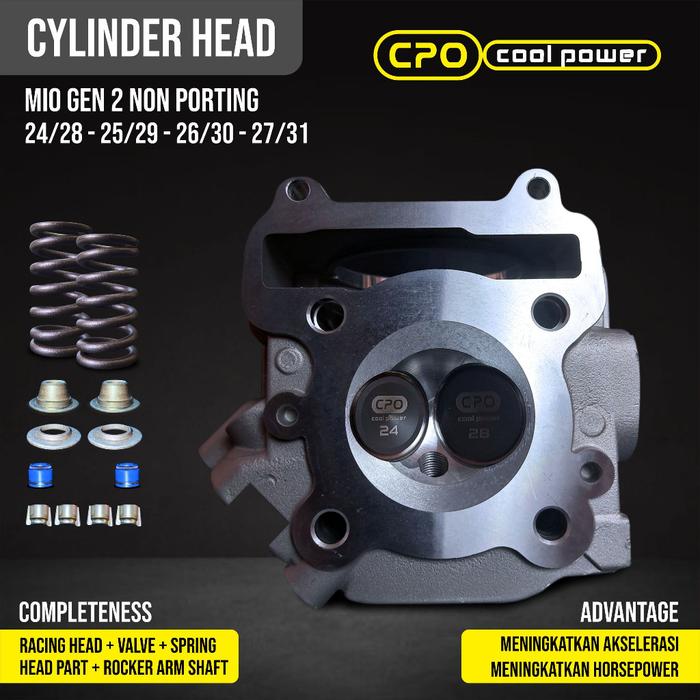 Gambar CPO COOL POWER CYLINDER HEAD BLOK HEAD GEN 2 ALBRONZE MIO NOUVO KLEP BESAR (CNC PORTING) 24/28 26/30 27/31 MIO SPORTY 5TL CPO . - 24/28 GEN 2 dari MAKMUR JAYA SHOP1718 undefined Tokopedia