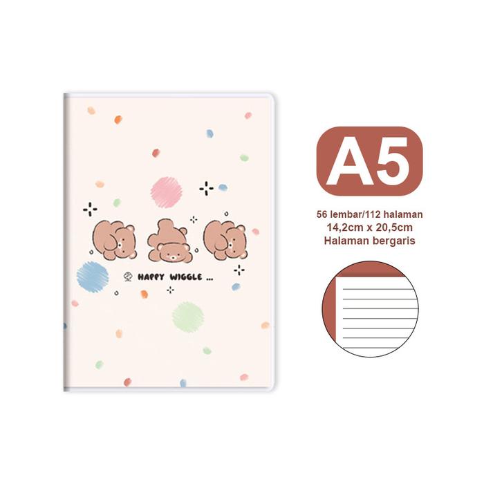 Gambar AKUSA Buku Notebook Aesthetic A5/B5 Soft Cover 56 Lembar Buku Catatan Bergaris Motif Lucu Tahan Air SCB005 - A5/56 Bear dari Akusa Official Store undefined Tokopedia