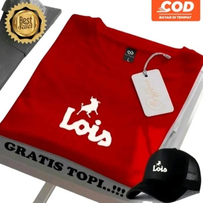 Gambar BONUS TOPI...Kaos Lengan Pendek Distro Lois Putih Plus Topi / Kaos Sablon /Kaos Lengan Pendek / Kaos Terlaris / Kaos Polos Menyerab Keringan / Kaos pt-shirt Pria Costum Logo Atas Baju / Kaos Murah Nyaman Panjang - Merah, S dari Humaira Store 01 undefined Tokopedia