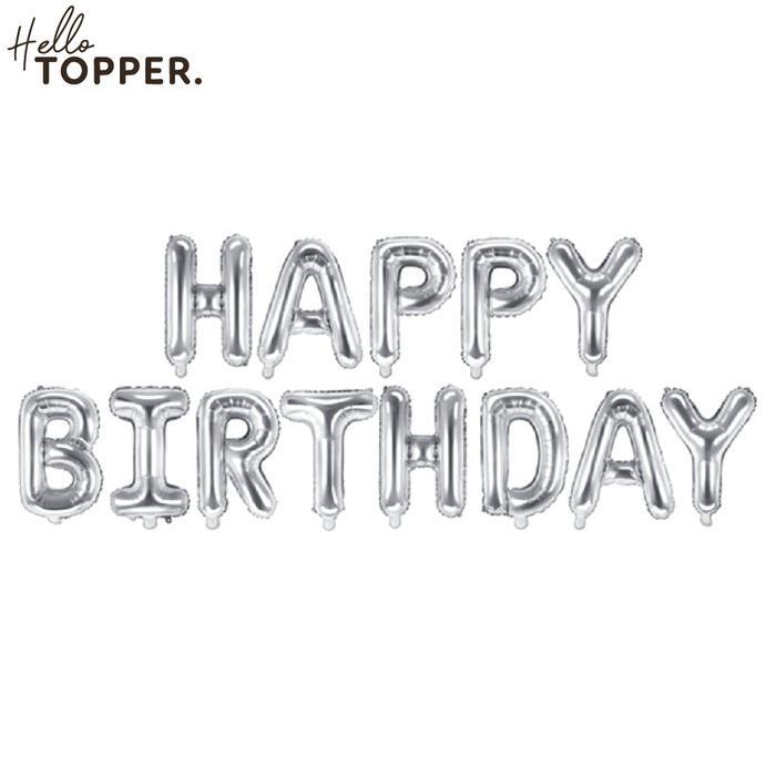 Gambar Balon foil huruf set happy birthday / balon happy birthday aneka motif - silver dari Hello.Topper undefined Tokopedia