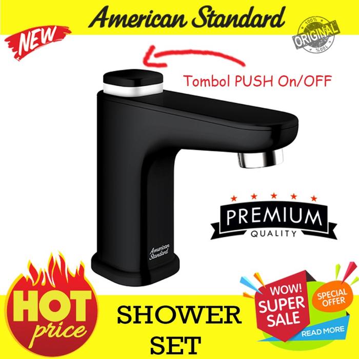 Gambar American Standard EasyFlo Keran wastafel push tombol on off chrome - hitam dari kamarmandiku.com undefined Tokopedia