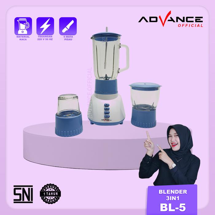 Gambar 【COD】Advance Blender 1L Food Chopper 3in1 Kaca Biru Ukuran Besar Bisa BL5 Multifungsi Bergaransi Pisau Stainless Wadah - BIRU, 1.5 LITER dari AdvanceOfficial undefined Tokopedia