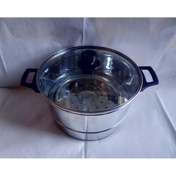 Gambar Panci Steamer Set Stainless Tutup Kaca ukuran 24cm - 26cm Dandang Panci pengukus tutup kaca Nasi - 24, Dengan sarang dari FARAH LARIS SHOP undefined Tokopedia