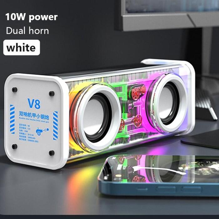Jual Powerful Bass 10W Transparent Mech Bluetooth Speaker LED RGB ...