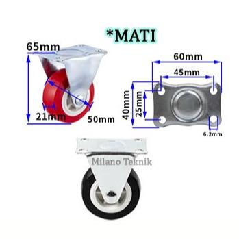 Gambar Roda 2 inch PVC Nylon (Tetap/Hidup/Rem/Screw)Roda troli etalase - Tetap/Mati, Merah dari Milano Teknik undefined Tokopedia