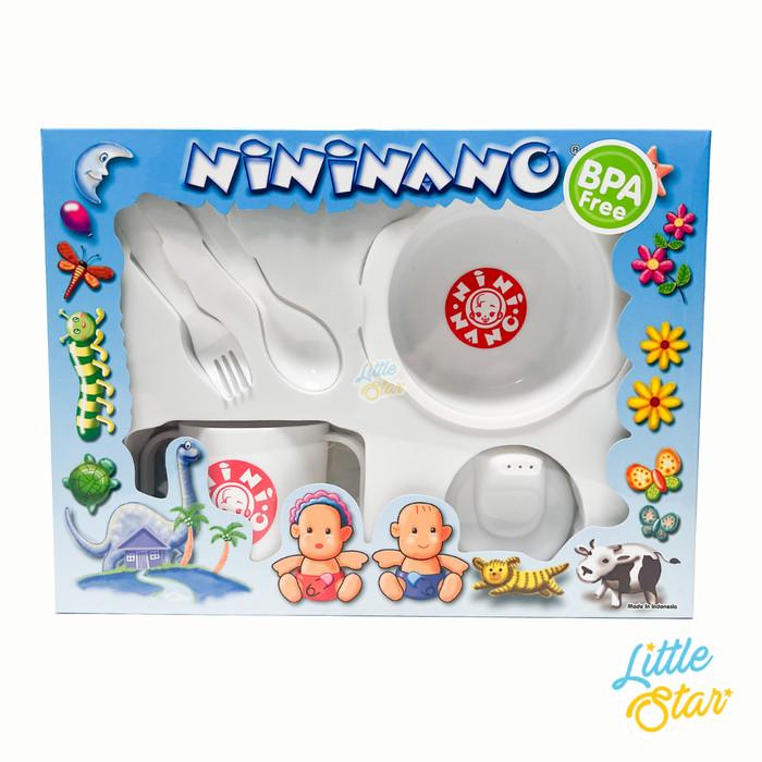 Gambar NiniNano NN 5in1 Feeding Baby Gift Set Peralatan Makan Bayi Newborn Garpu Perlengkapan - NN8003-Putih dari Little Star Baby Gift Shop undefined Tokopedia
