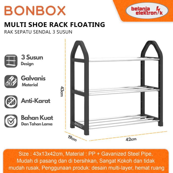 Gambar BONBOX Rak Sepatu Sandal 3 Susun Shoes Rack Minimalis BFS3504 dari Belanja Elektronik undefined Tokopedia
