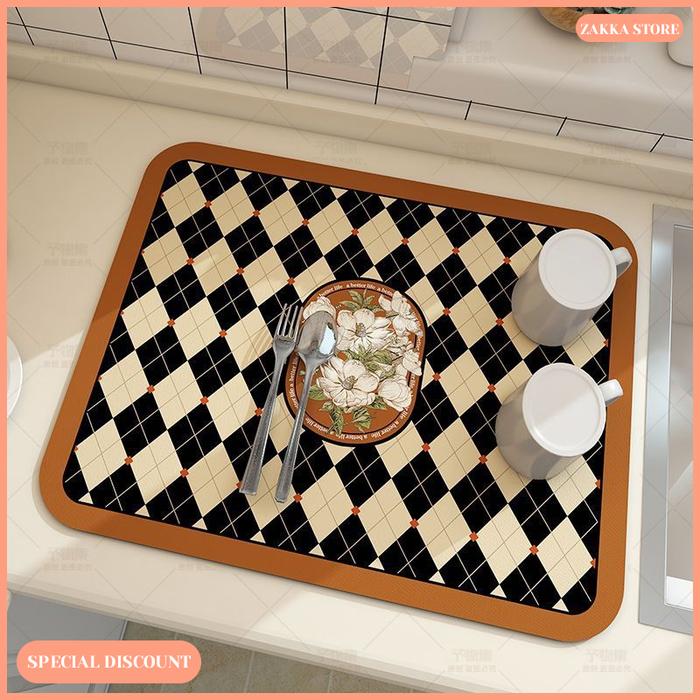 Gambar Zakka Store COD Alas Pengering Piring / Tatakan Peralatan Dapur Bahan Diatomite Serap Air Premium Quality / Alas Tatakan Piring dan Gelas - Z22 dari ZakkaStore undefined Tokopedia