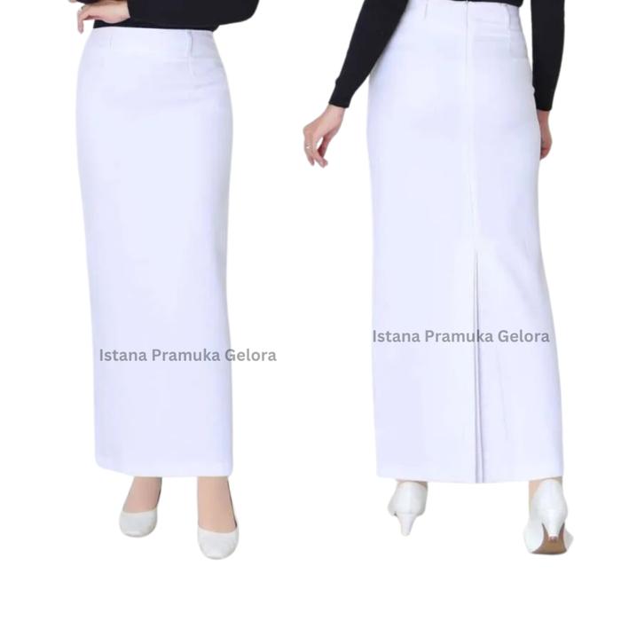Gambar (PREMIUM) Seragam Kerja Rok Putih Span Panjang  Belah  Belakang Katrina  Dinas/Kerja/PNS – Istana Pramuka Gelora - 10 dari Istana Pramuka Gelora undefined Tokopedia