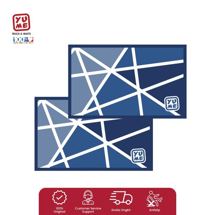 Gambar Paket 2pcs Keset Lantai Keset Dapur Antislip YUME 50x80 - Blue geometric dari Amore Collections_NEW undefined Tokopedia