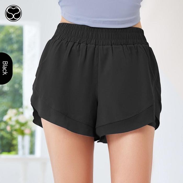 Gambar SecondShape - Yona Shorts Celana Pendek Olahraga Wanita Running Fitnes Padel Tennis Wanita - BLACK, L dari Second Shape undefined Tokopedia