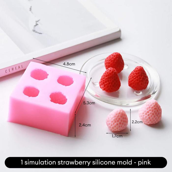 Gambar 【Apligod】Simulasi 3D Cetakan Silikon Stroberi Buah Coklat Lilin Fondant Sabun Buatan Tangan - Pink dari Apligod Kota Bekasi Tokopedia