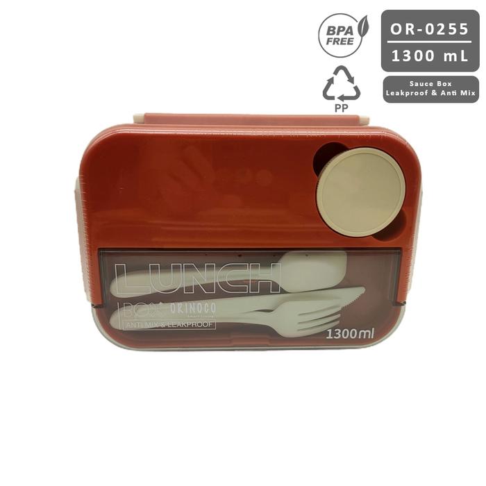 Gambar Kotak Makan 4 sekat Anti Campur Antar Sekat 1300 ML Include Wadah Sup Warna Cantik 2 Tone Free Sendok Garpu Blue Bulat - Orange dari Ollahomeliving undefined Tokopedia