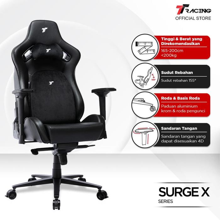 Gambar TTRacing Surge X Gaming Chair | Kursi Gaming (Garansi 2 Tahun) - Black dari GGSTORESBY undefined Tokopedia