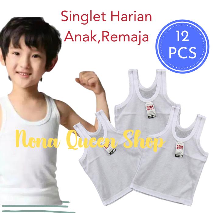 Gambar GROSIR 12 PCS KAOS DALAM ANAK PUTIH/ SINGLET ANAK BAYI PAUD TK SD SMP - PUTIH 6 PCS, SIZE S dari Nona Queen Shop_NEW undefined Tokopedia